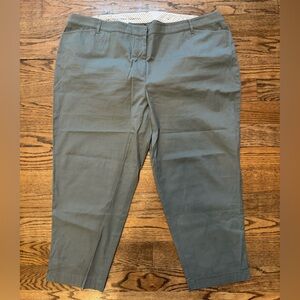 Talbots Perfect Crop Pants Women 24W Olive Green Cotton Stretch Cropped Trousers